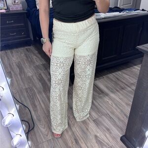 HeartSoul Cream Patterned Wide-Leg Pants